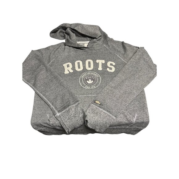 Roots Canada Women’s Heather Gray Hoodie — Quality & Integrity Logo (Size Medium - Picture 5 of 8